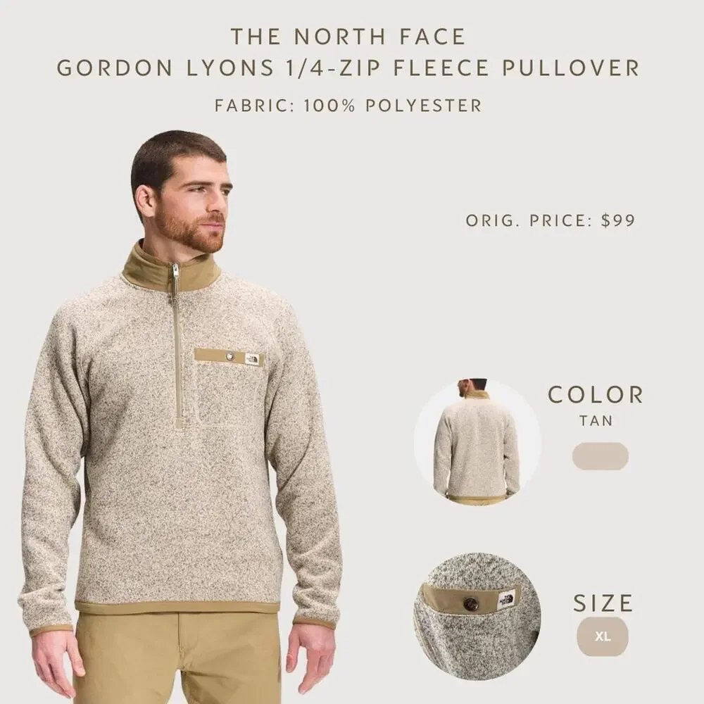 The North Face Gordon Lyons 1/4 Zip Fleece Pullover Men’s XL- Gorpcore aesthetic